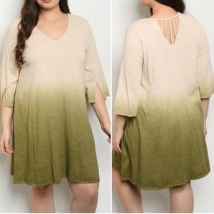 TAN OLIVE OMBRE DRESS